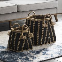 Rope Handled Wicker Baskets, Set of 2