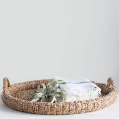 Round Bangkuan Braided Tray With Handles