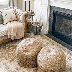 Round Braided Jute Pouf