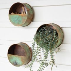 Round Copper Wall Pocket Set of 3