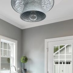 Round Metal Bucket Flush Mount Ceiling Light