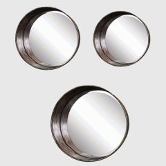 Round Metal Framed Mirrors Set of 3