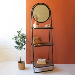 Round Mirror 3 Tier Ladder Shelf
