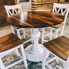 Round Pedestal Counter Table With Stools