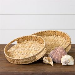 Round Seagrass Tray With Cut Out Handles Set of 2
