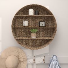 Round Wicker Hanging Display Shelf