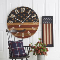 Round Wood Americana Wall Clock