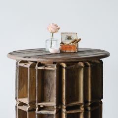 Round Wood Bar Height Table