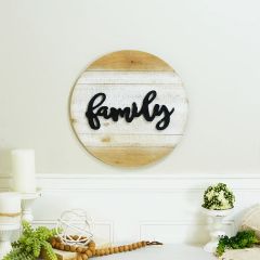 Round Wood Family Wall Sign