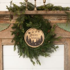 Round Wooden Merry Christmas Sign