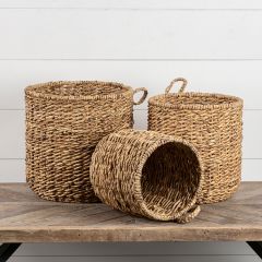 Round Woven Rattan Basket Set of 3