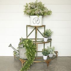 Rounded Green Metal Tiered Plant Stand