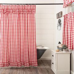 Ruffled Buffalo Check Shower Curtain