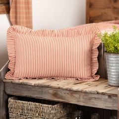 Ruffled Farmhouse Ticking Stripe Accent Pillow