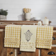 Ruffled Honeycomb Check Tea Towel Set of 3