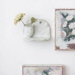 Ruffled Stoneware Wall Shelf With Vase