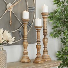 Rustic Accents Turned Wood Candle Holder Set of 3