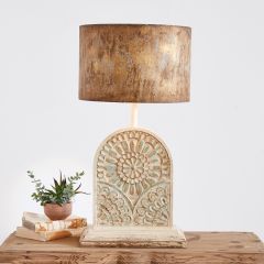 Rustic Boho Carved Base Table Lamp