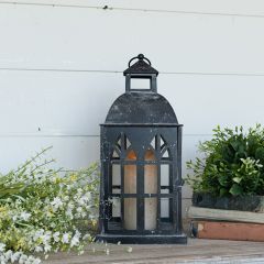 Rustic Cathedral Window Tabletop Candle Lantern