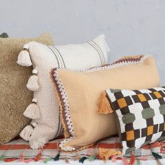 Rustic Country Crocheted Edge Lumbar Pillow