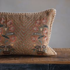 Rustic Country Embroidered Lumbar Pillow