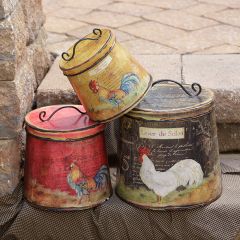 Rustic Country Rooster Canister Set of 3