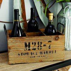 Rustic Divided Wood Wine Crate
