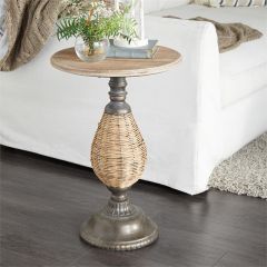 Rustic Elegance Round Pedestal Accent Table