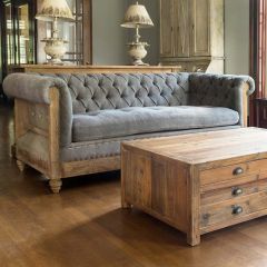 Rustic Elegance Tufted Arm Sofa