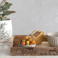 Rustic Etched Botanical Serving Tray