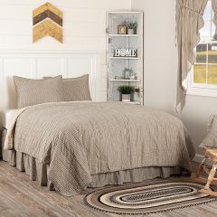 Rustic Farmhouse Ticking Stripe Quilt Set Charcoal