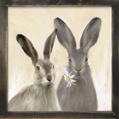 Rustic Framed Bunnies With Daisy