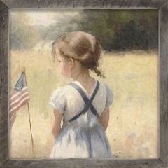 Rustic Framed Girl With Flag Wall Art