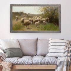 Rustic Framed Grazing Sheep Wall Art