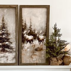 Rustic Framed Moose Pair Wall Art