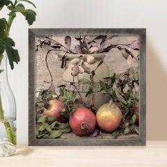 Rustic Framed Pomegranates and Leaves Wall Art
