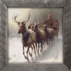 Rustic Framed Santa Reindeer Square Wall Art