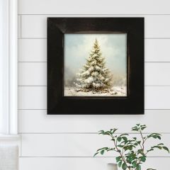 Rustic Framed Snowy Christmas Tree Wall Art