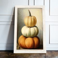 Rustic Framed Stacked Pumpkins Wall Art