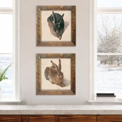 Rustic Framed Vintage Hare Print Set of 2