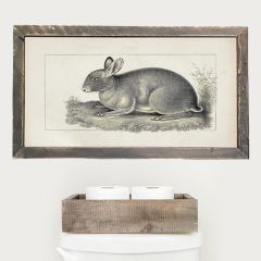 Rustic Framed Vintage Short Ear Bunny Wall Art