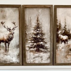 Rustic Framed Winter Conifer Wall Art
