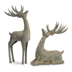 Rustic Galvanized Deer Figurine Set of 2
