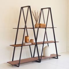 Rustic Industrial Double A Frame Tiered Shelving Unit