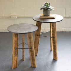 Rustic Industrial Farmhouse Round Nesting Tables Set of 2