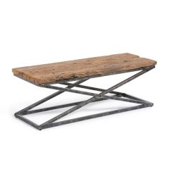 Rustic Industrial Railway Wood Top Coffee Table