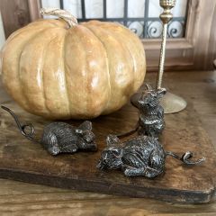 Rustic Iron Mouse Figurine Set of 3