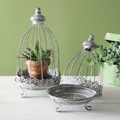 Rustic Metal Footed Cloche Display Set of 2