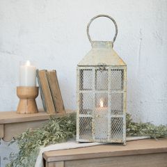 Rustic Metal Windowpane Candle Lantern