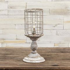Rustic Pedestal Basket LED Lantern